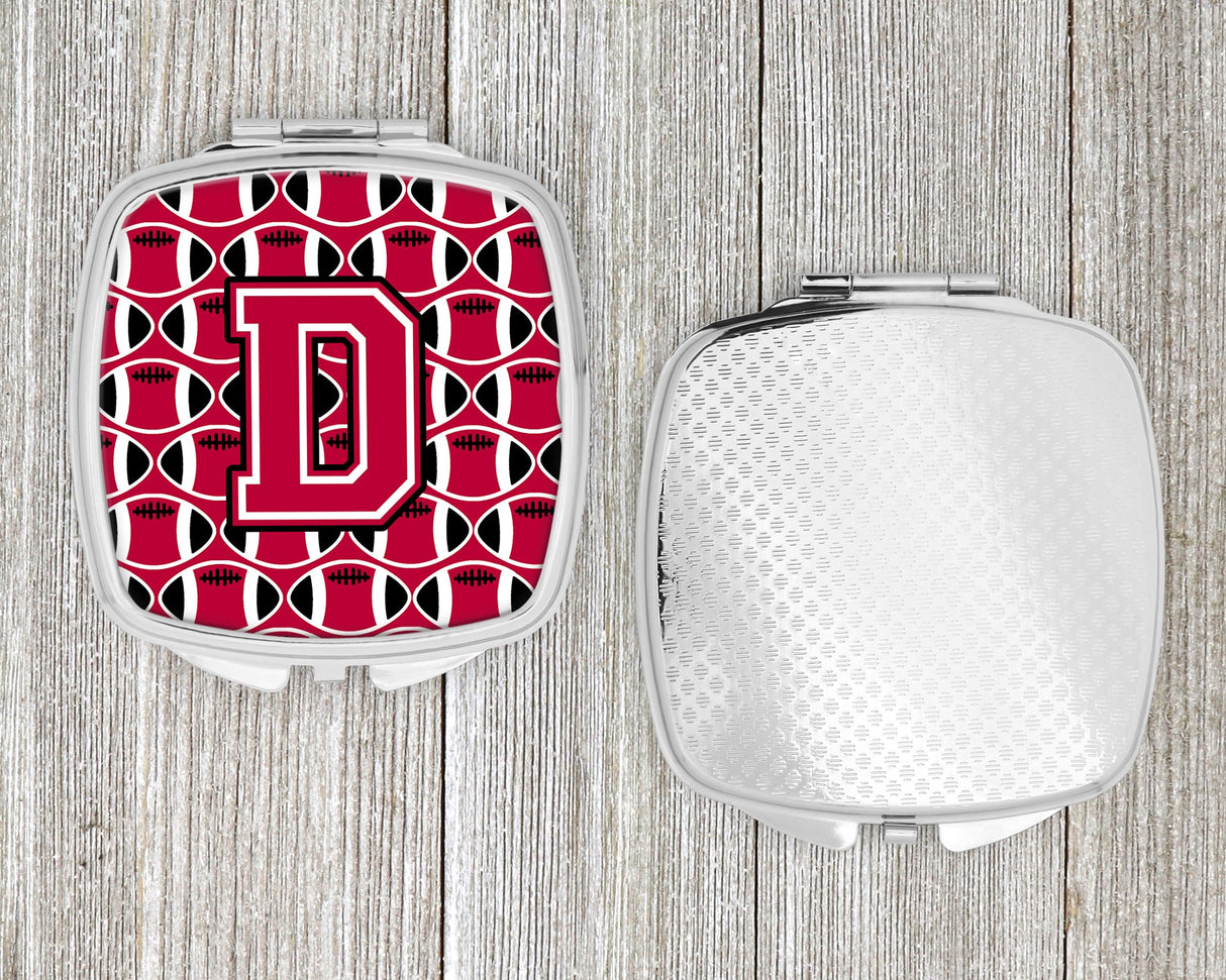 Letter D Football Crimson and White Compact Mirror CJ1079-DSCM by Caroline's Treasures