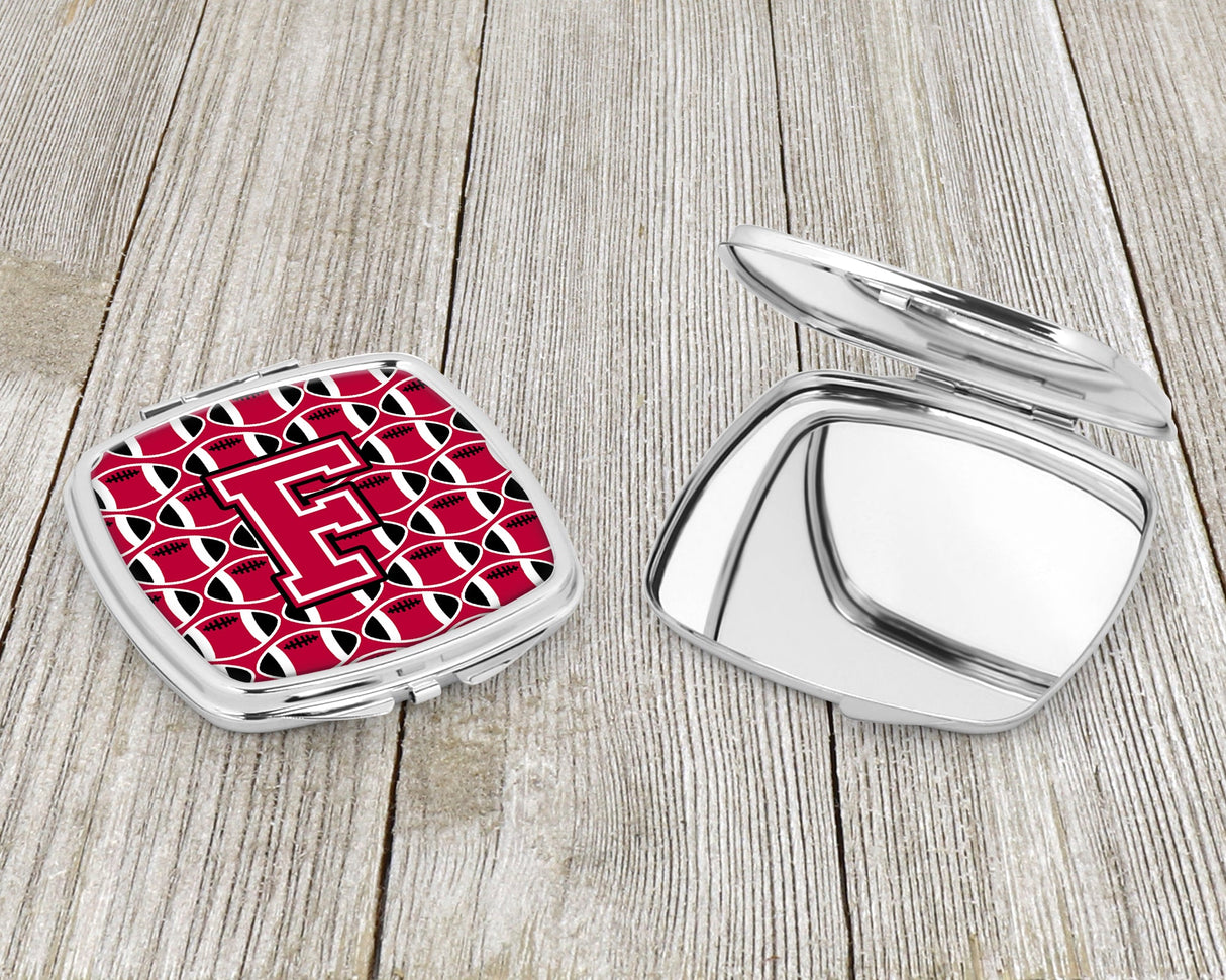 Letter F Football Crimson and White Compact Mirror CJ1079-FSCM by Caroline's Treasures