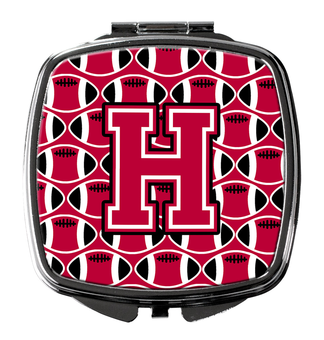 Letter H Football Crimson and White Compact Mirror CJ1079-HSCM by Caroline's Treasures