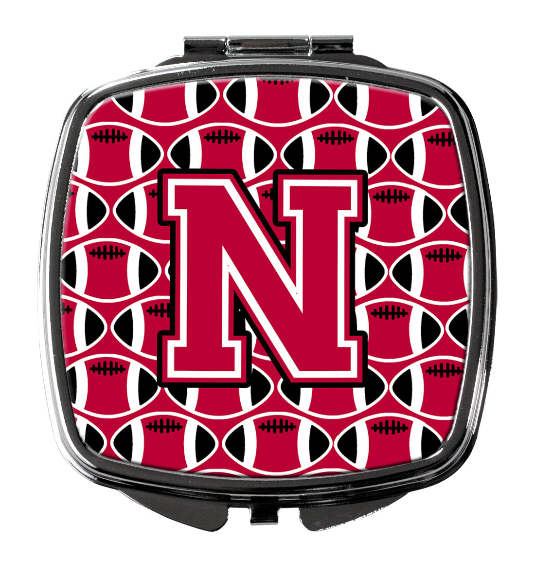 Letter N Football Crimson and White Compact Mirror CJ1079-NSCM by Caroline's Treasures