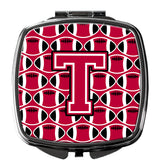 Letter T Football Crimson and White Compact Mirror CJ1079-TSCM by Caroline's Treasures