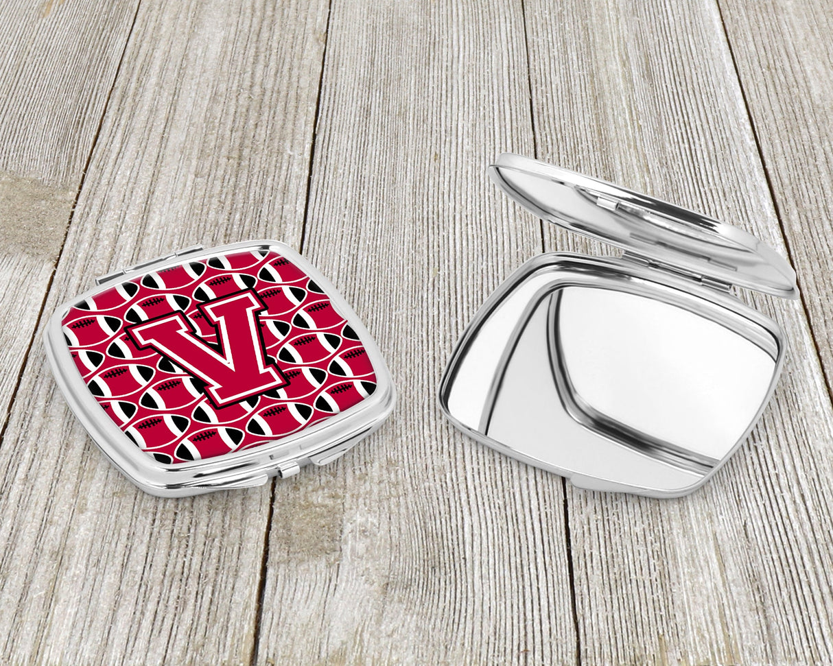 Letter V Football Crimson and White Compact Mirror CJ1079-VSCM by Caroline's Treasures