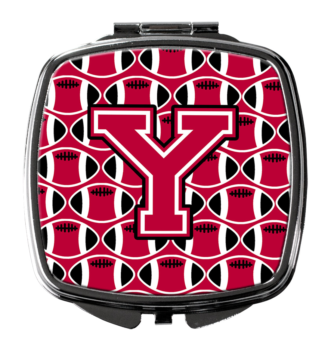 Letter Y Football Crimson and White Compact Mirror CJ1079-YSCM by Caroline's Treasures