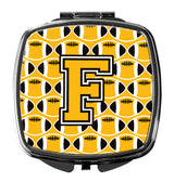 Letter F Football Black, Old Gold and White Compact Mirror CJ1080-FSCM by Caroline's Treasures