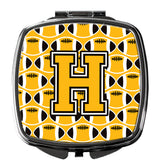 Letter H Football Black, Old Gold and White Compact Mirror CJ1080-HSCM by Caroline's Treasures