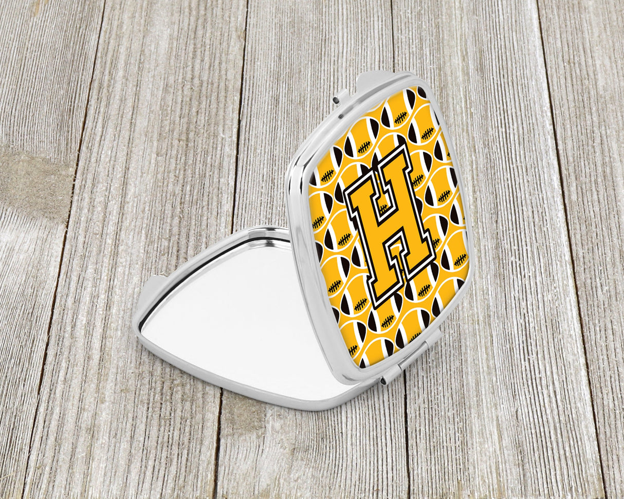 Letter H Football Black, Old Gold and White Compact Mirror CJ1080-HSCM by Caroline's Treasures