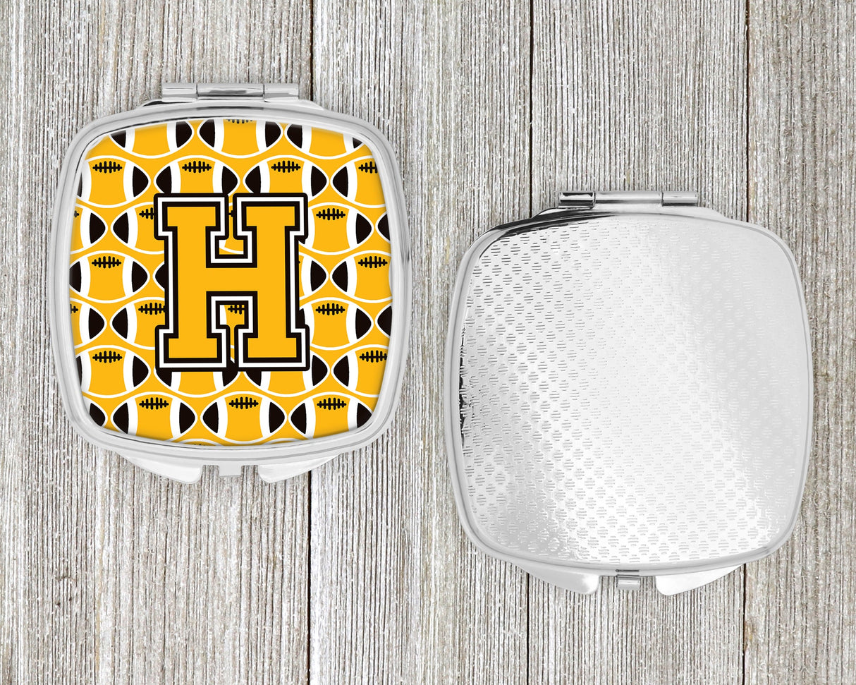 Letter H Football Black, Old Gold and White Compact Mirror CJ1080-HSCM by Caroline's Treasures