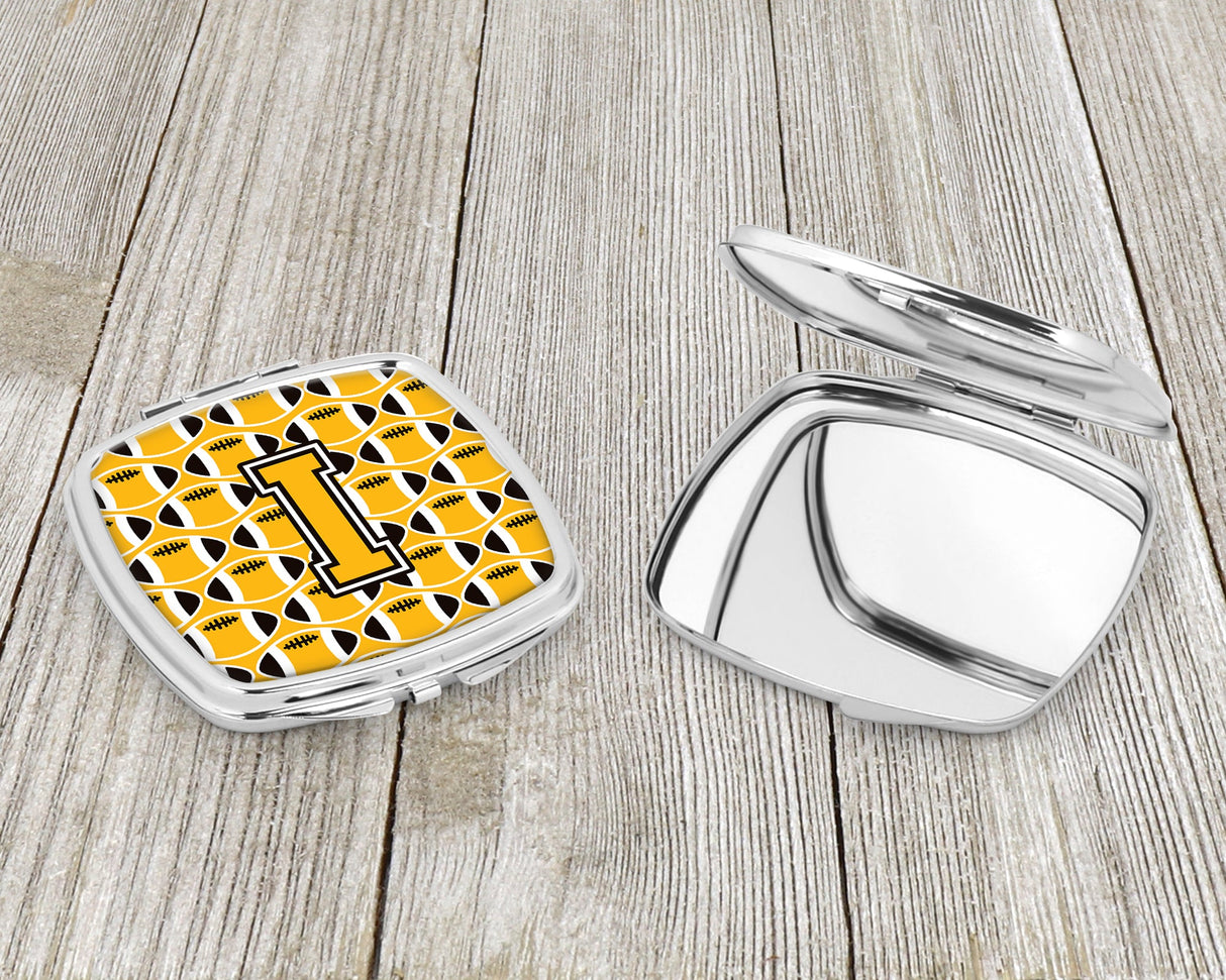 Letter I Football Black, Old Gold and White Compact Mirror CJ1080-ISCM by Caroline's Treasures