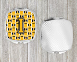 Letter I Football Black, Old Gold and White Compact Mirror CJ1080-ISCM by Caroline's Treasures