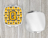 Letter Q Football Black, Old Gold and White Compact Mirror CJ1080-QSCM by Caroline's Treasures