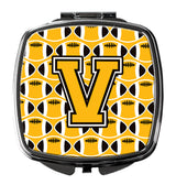 Letter V Football Black, Old Gold and White Compact Mirror CJ1080-VSCM by Caroline's Treasures