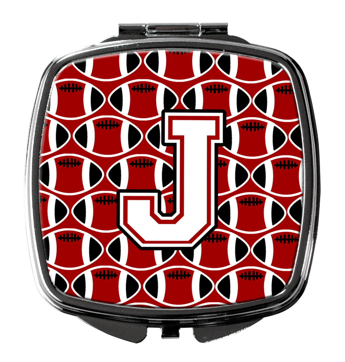 Letter J Football Cardinal and White Compact Mirror CJ1082-JSCM by Caroline's Treasures