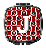 Letter J Football Cardinal and White Compact Mirror CJ1082-JSCM by Caroline's Treasures