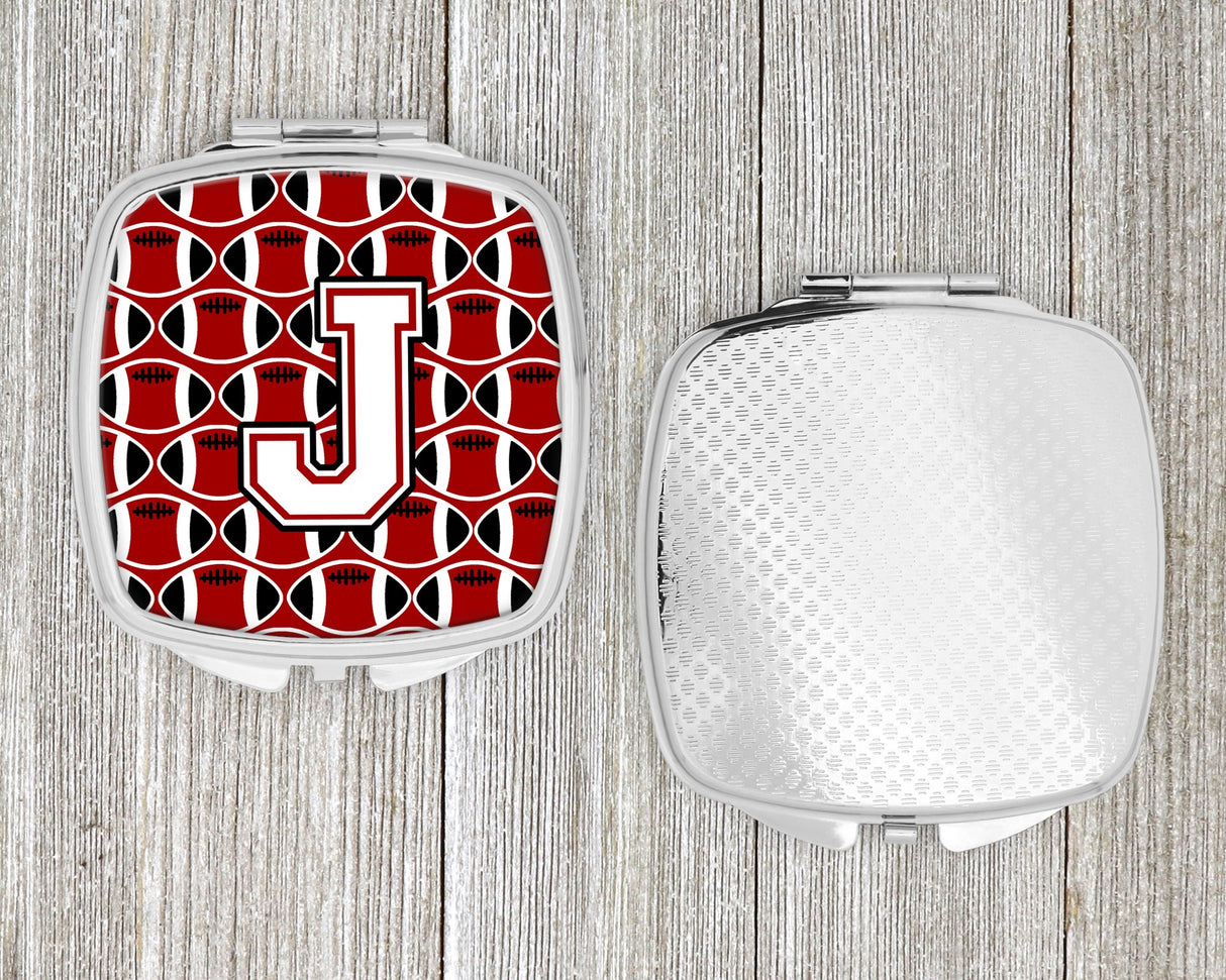 Letter J Football Cardinal and White Compact Mirror CJ1082-JSCM by Caroline's Treasures