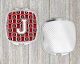 Letter J Football Cardinal and White Compact Mirror CJ1082-JSCM by Caroline's Treasures