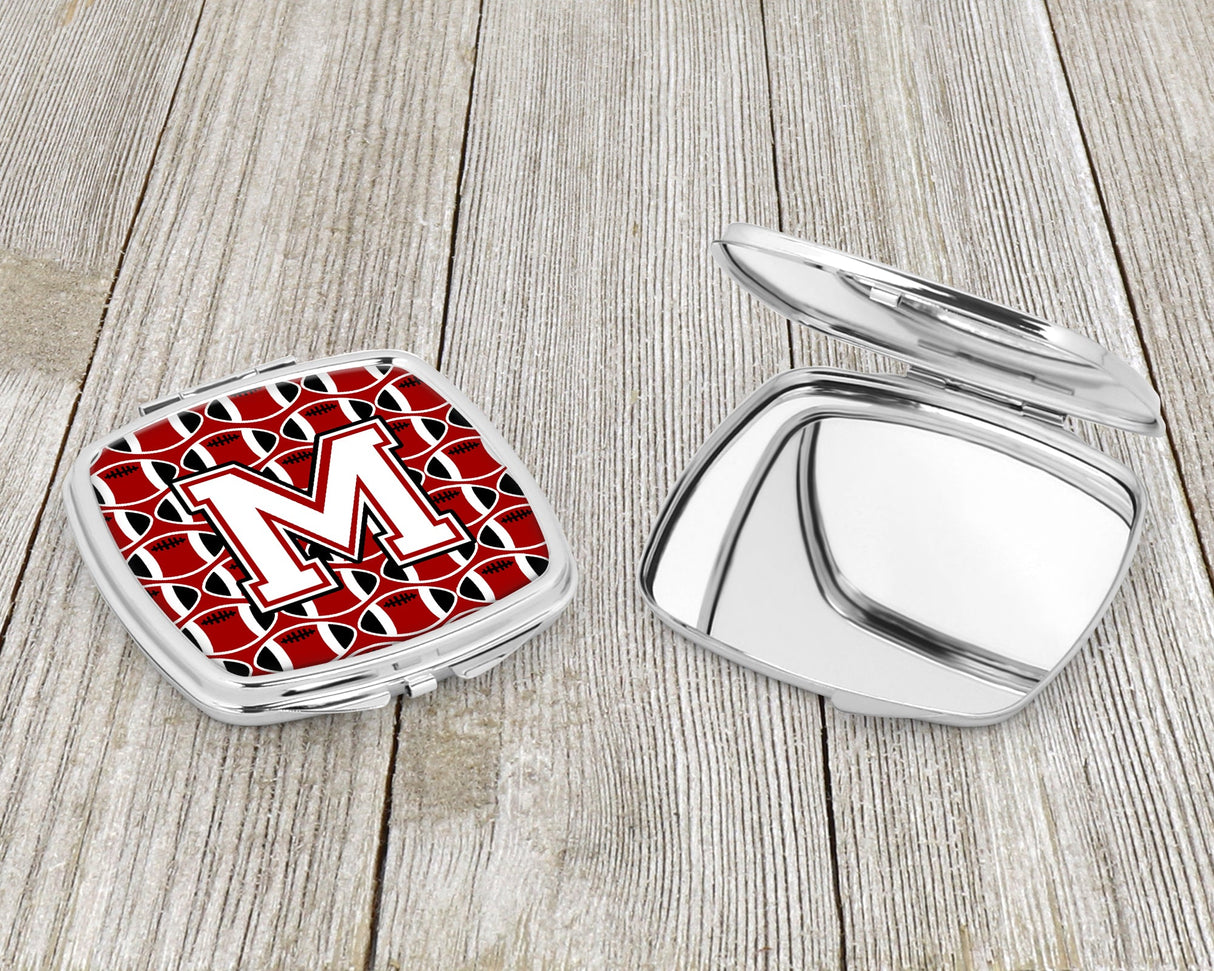 Letter M Football Cardinal and White Compact Mirror CJ1082-MSCM by Caroline's Treasures