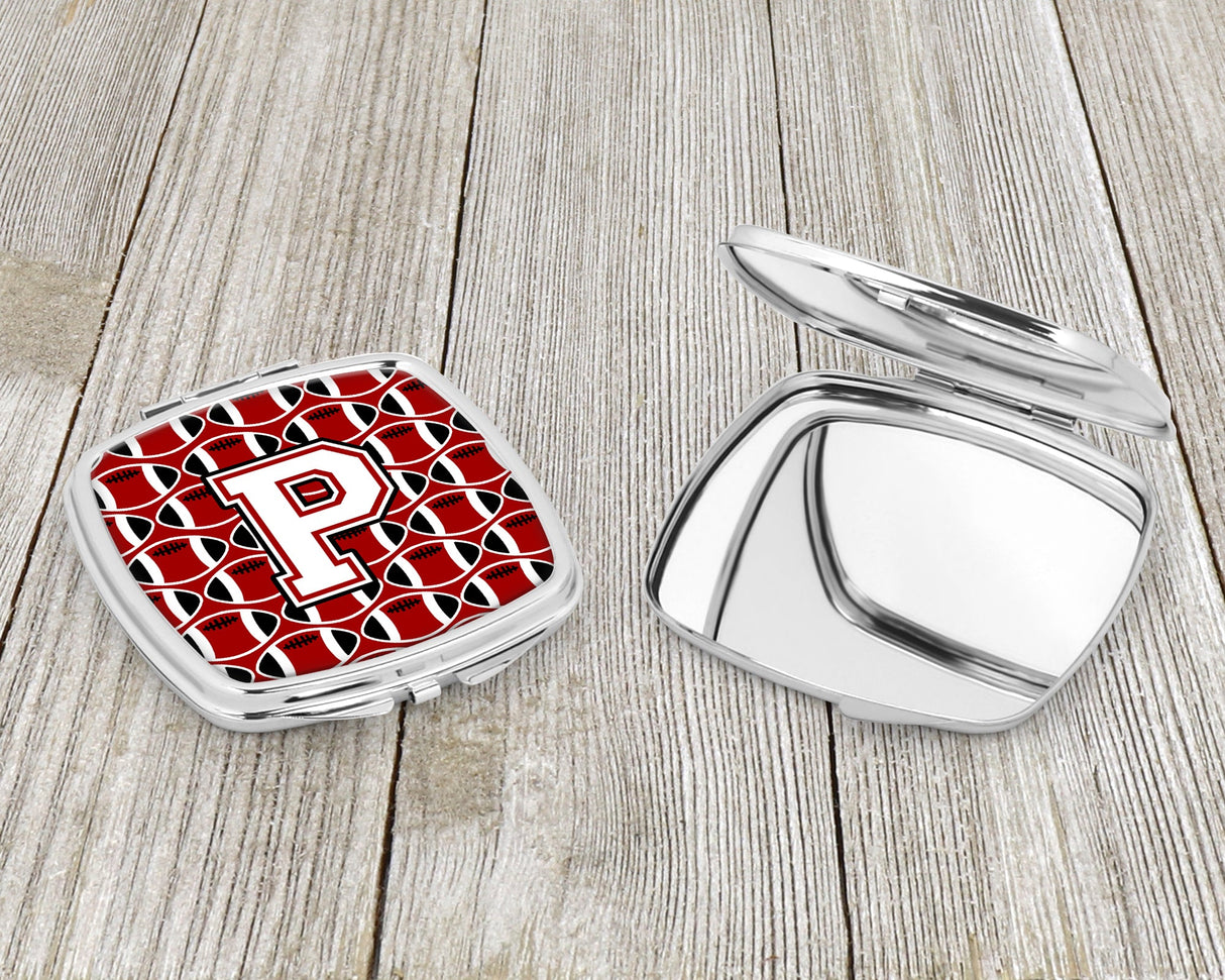 Letter P Football Cardinal and White Compact Mirror CJ1082-PSCM by Caroline's Treasures