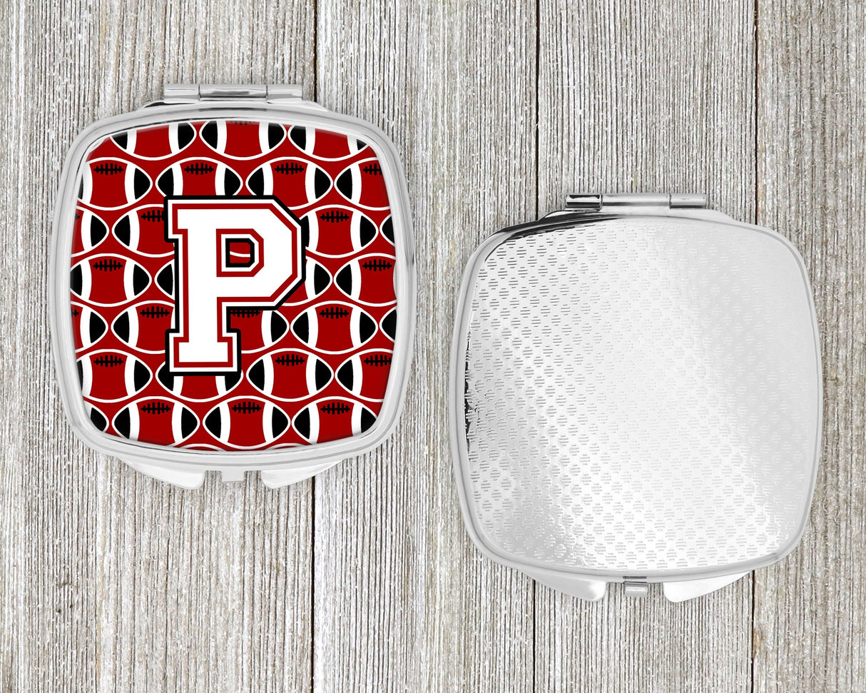 Letter P Football Cardinal and White Compact Mirror CJ1082-PSCM by Caroline's Treasures