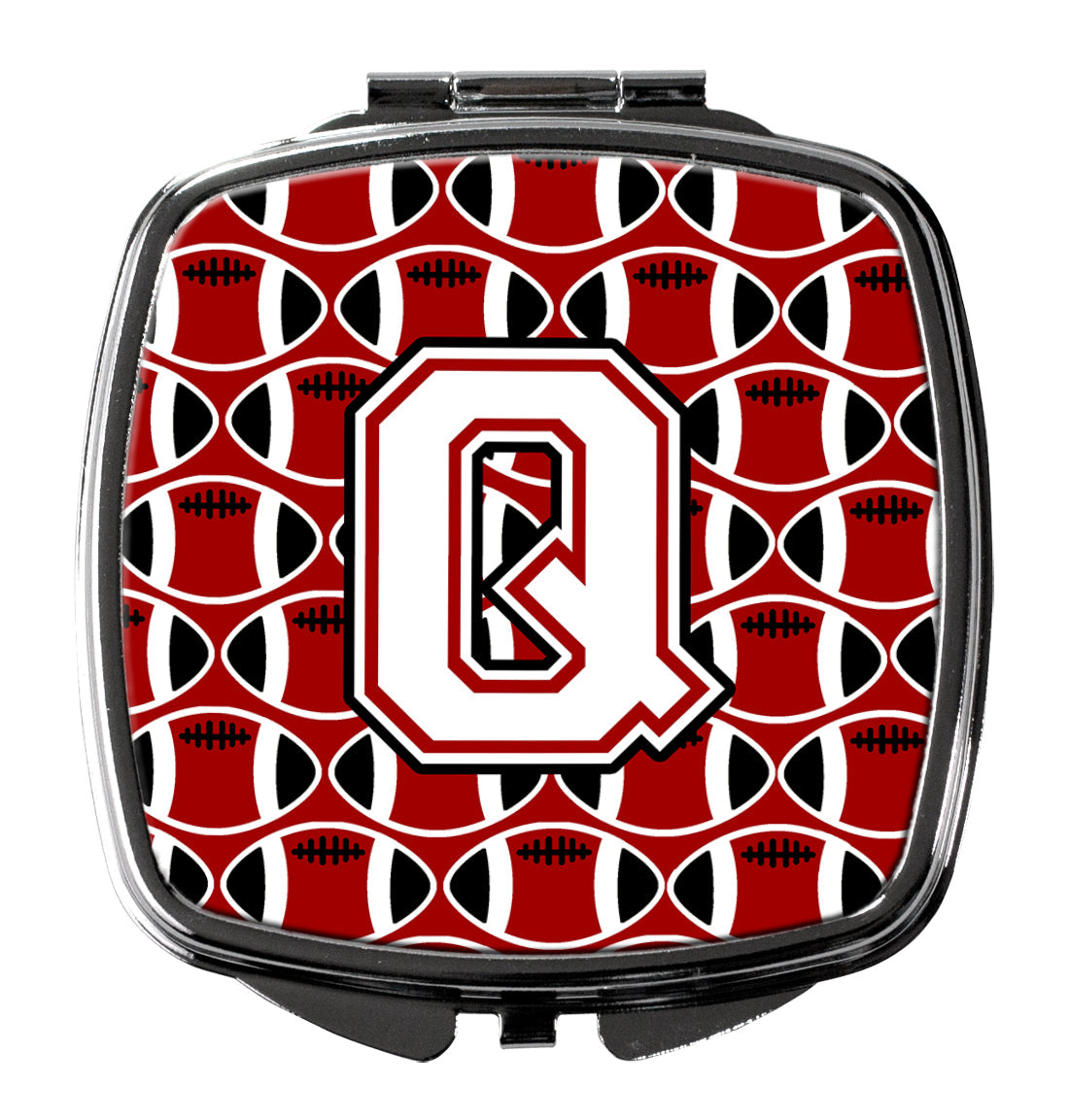 Letter Q Football Cardinal and White Compact Mirror CJ1082-QSCM by Caroline's Treasures