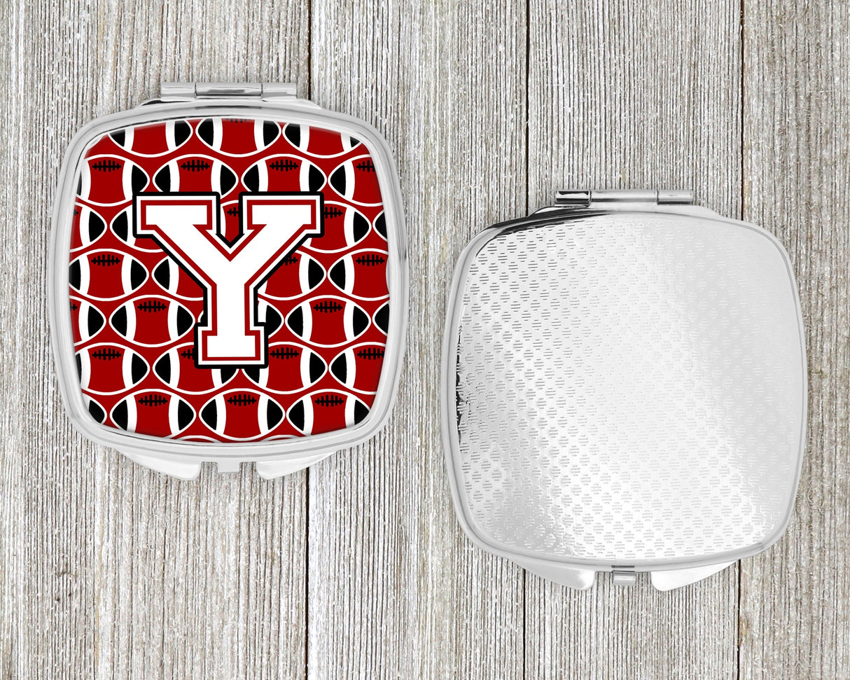 Letter Y Football Cardinal and White Compact Mirror CJ1082-YSCM by Caroline's Treasures