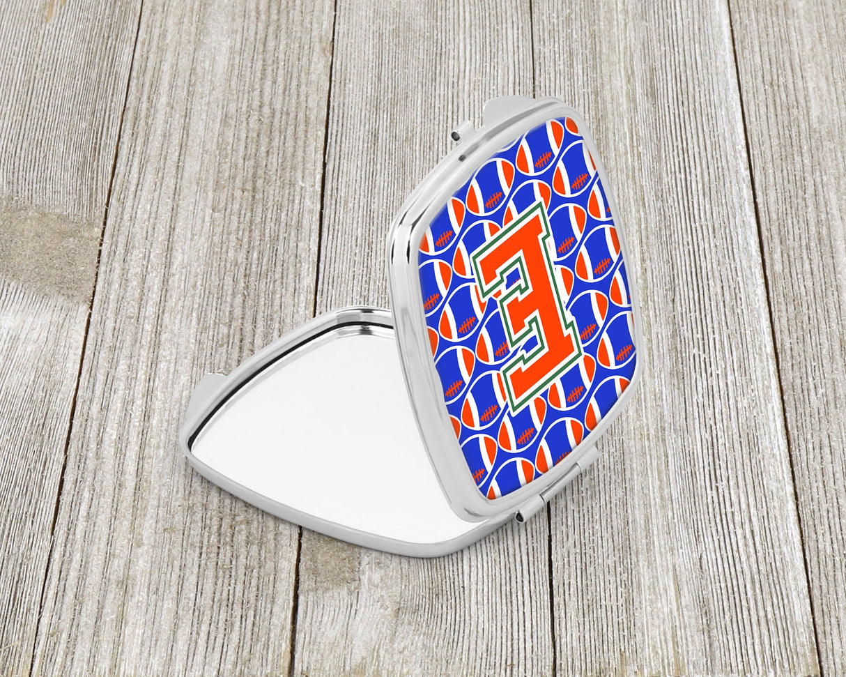 Letter E Football Green, Blue and Orange Compact Mirror CJ1083-ESCM by Caroline's Treasures