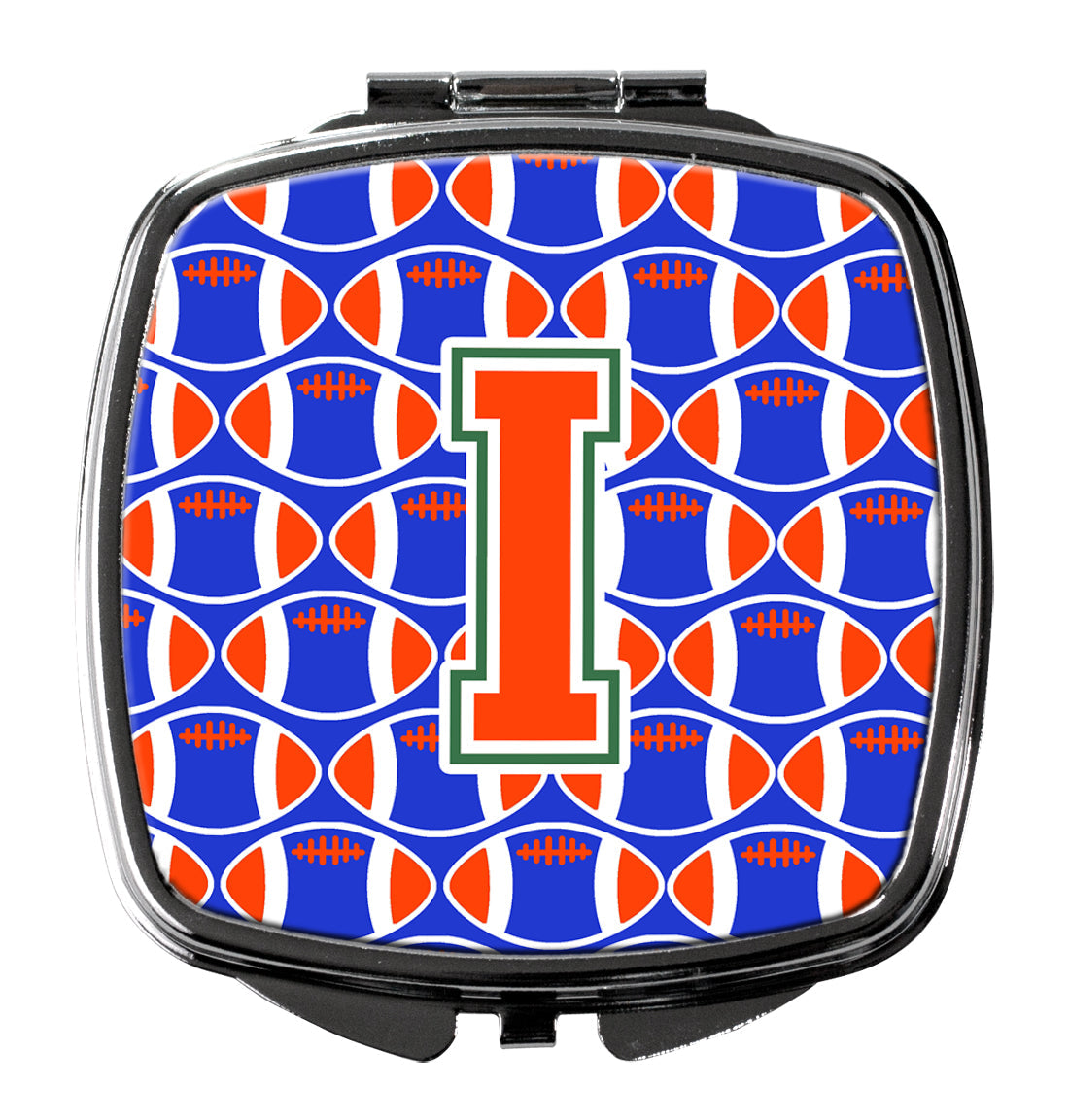 Letter I Football Green, Blue and Orange Compact Mirror CJ1083-ISCM by Caroline's Treasures