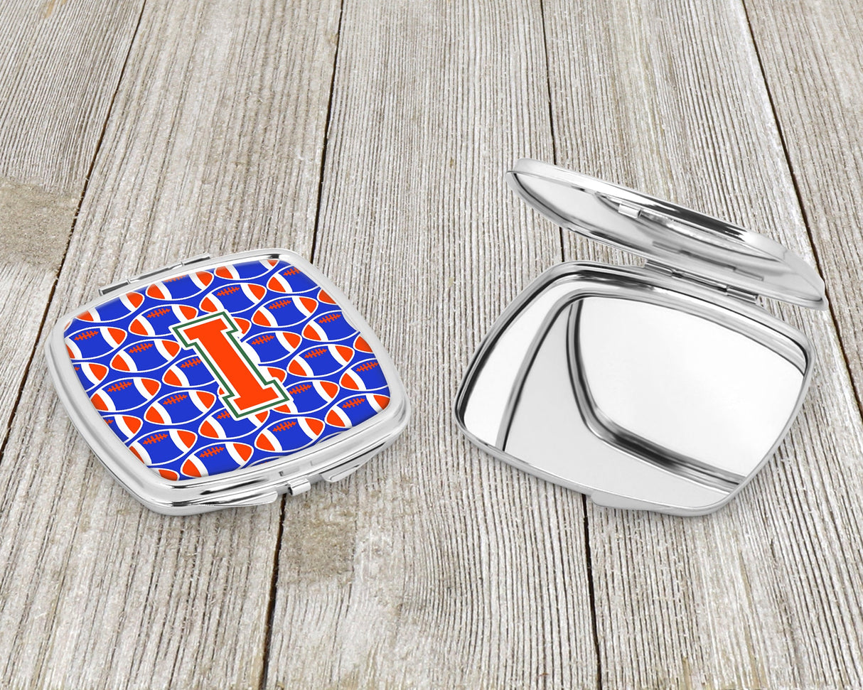 Letter I Football Green, Blue and Orange Compact Mirror CJ1083-ISCM by Caroline's Treasures