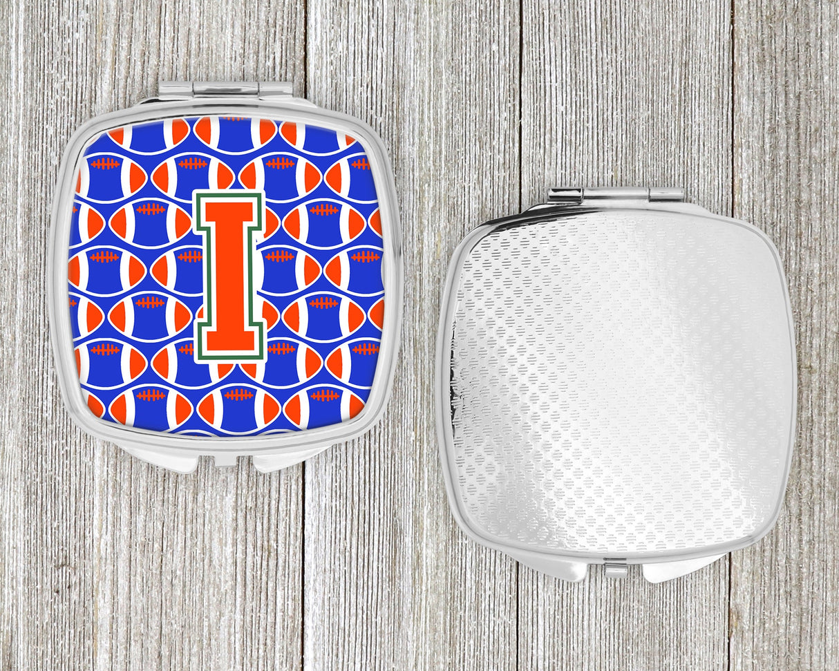 Letter I Football Green, Blue and Orange Compact Mirror CJ1083-ISCM by Caroline's Treasures