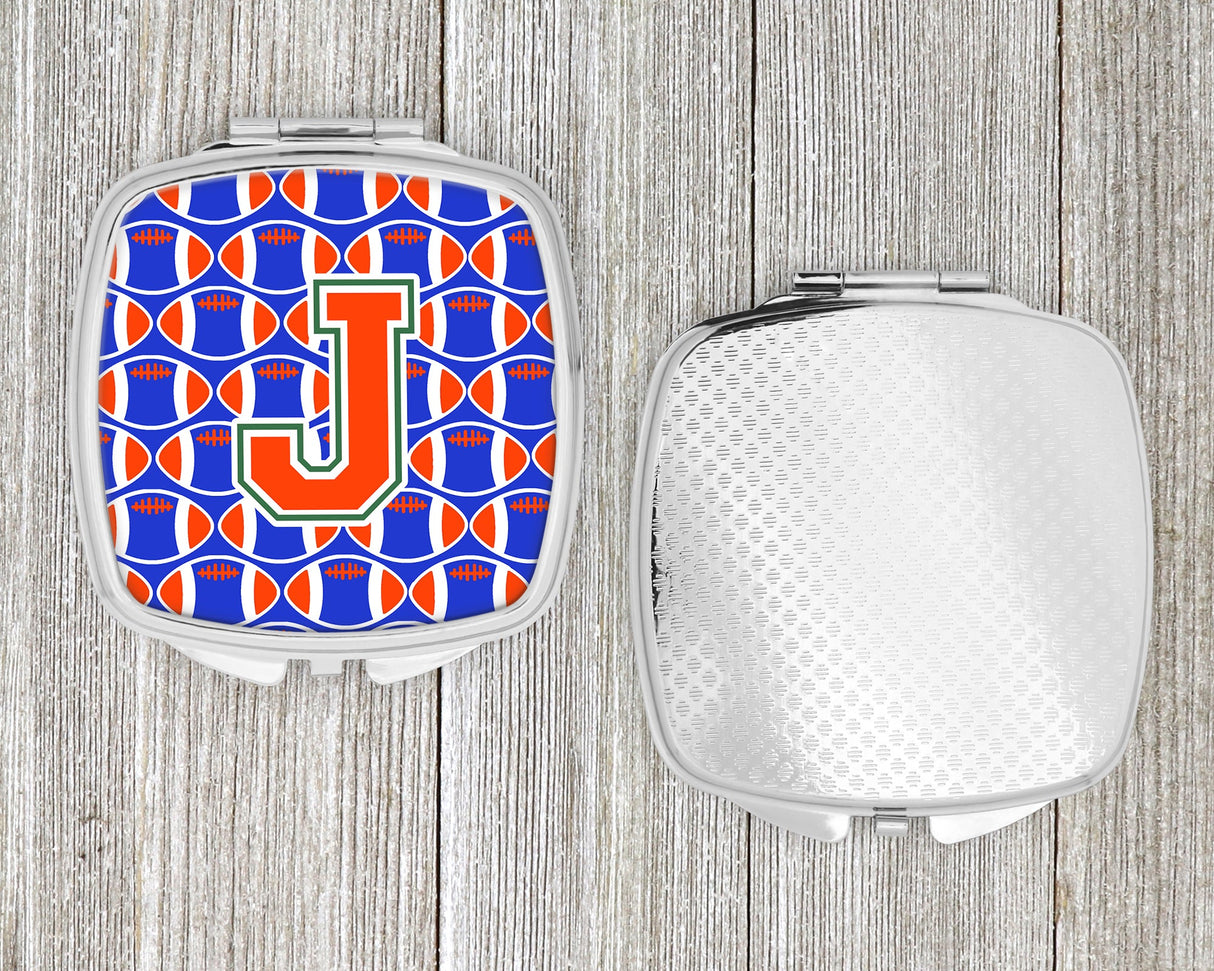 Letter J Football Green, Blue and Orange Compact Mirror CJ1083-JSCM by Caroline's Treasures