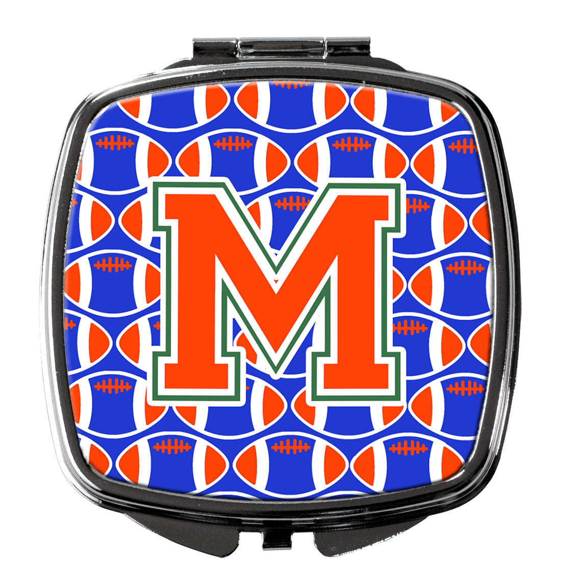 Letter M Football Green, Blue and Orange Compact Mirror CJ1083-MSCM by Caroline's Treasures