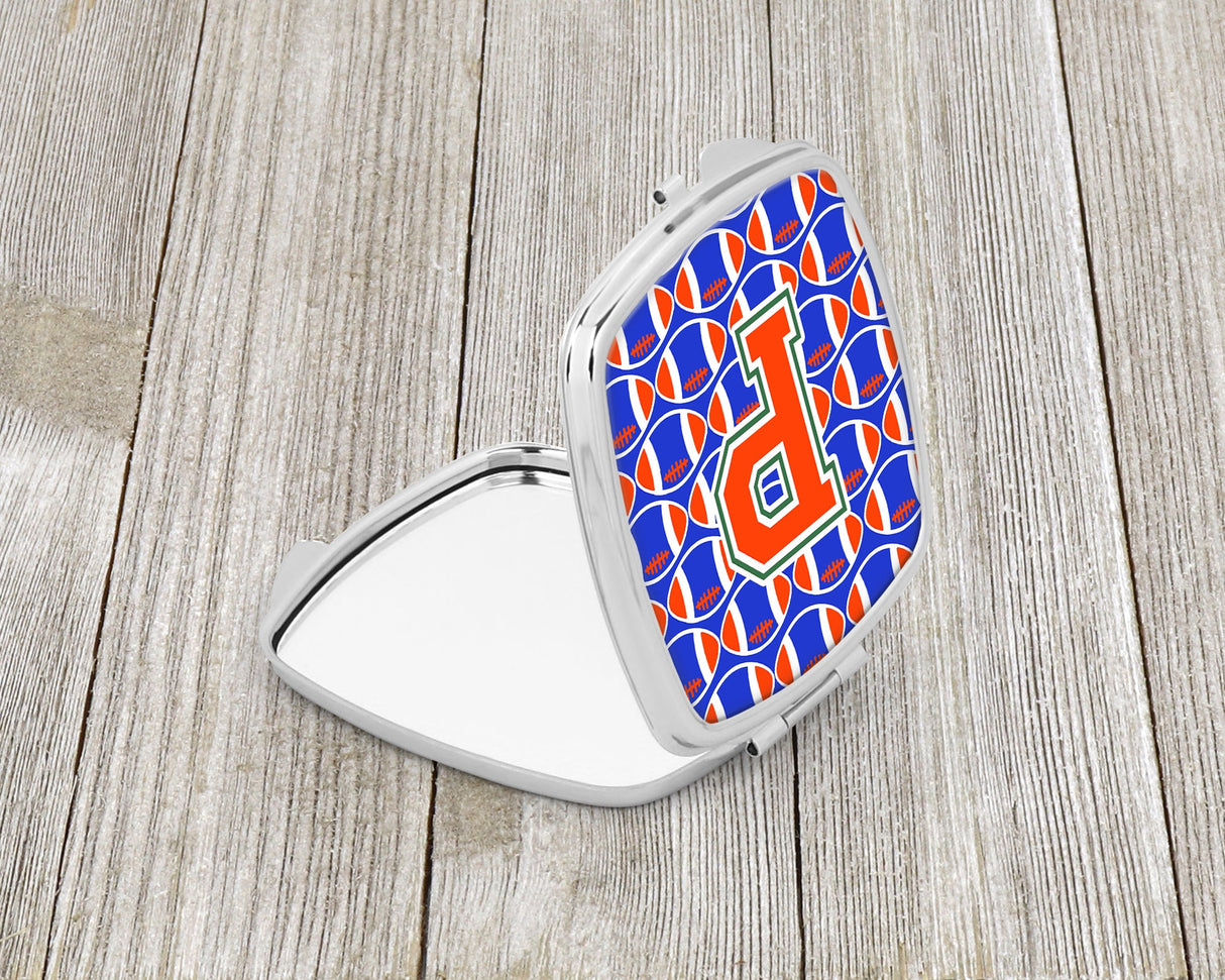 Letter P Football Green, Blue and Orange Compact Mirror CJ1083-PSCM by Caroline's Treasures