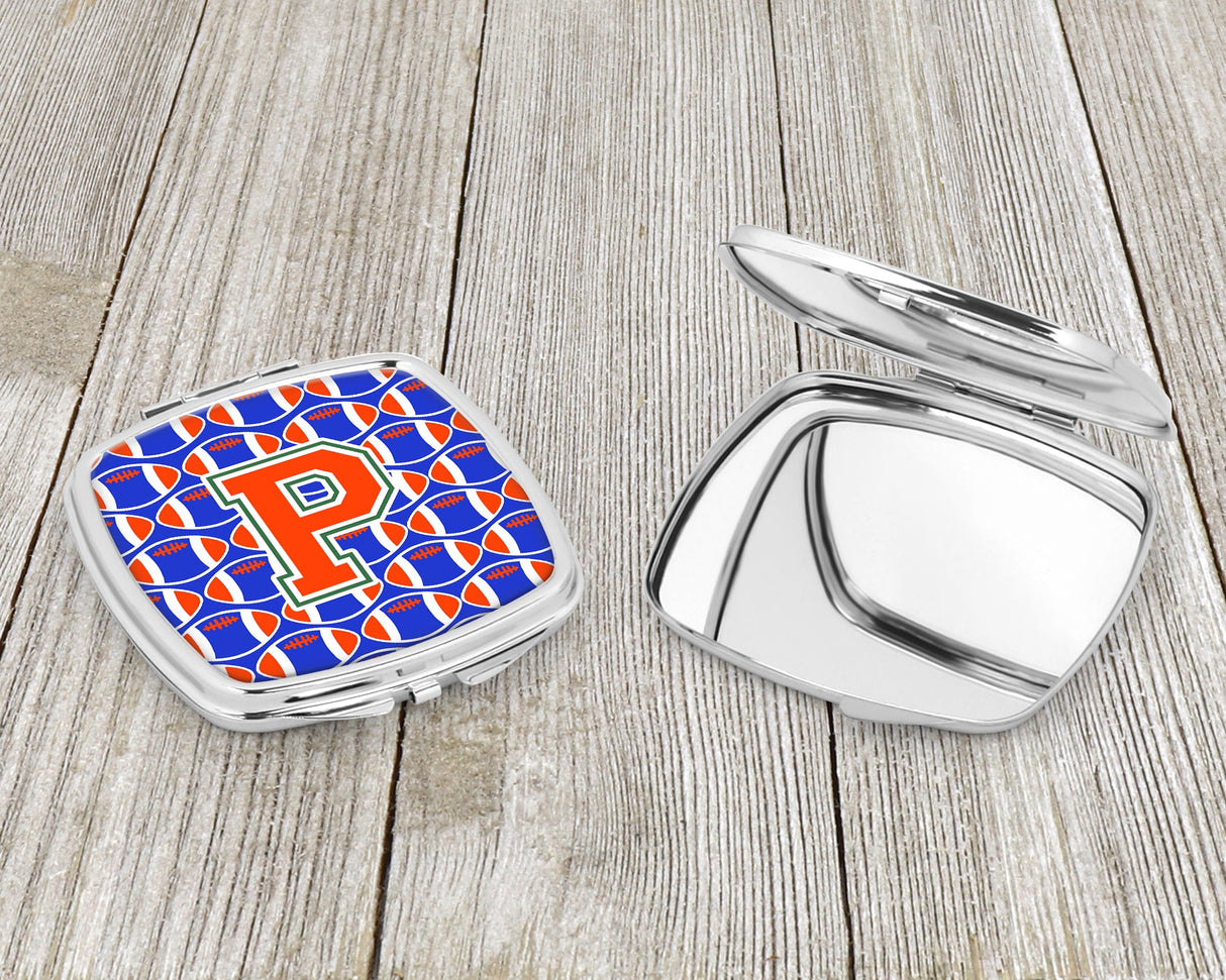 Letter P Football Green, Blue and Orange Compact Mirror CJ1083-PSCM by Caroline's Treasures