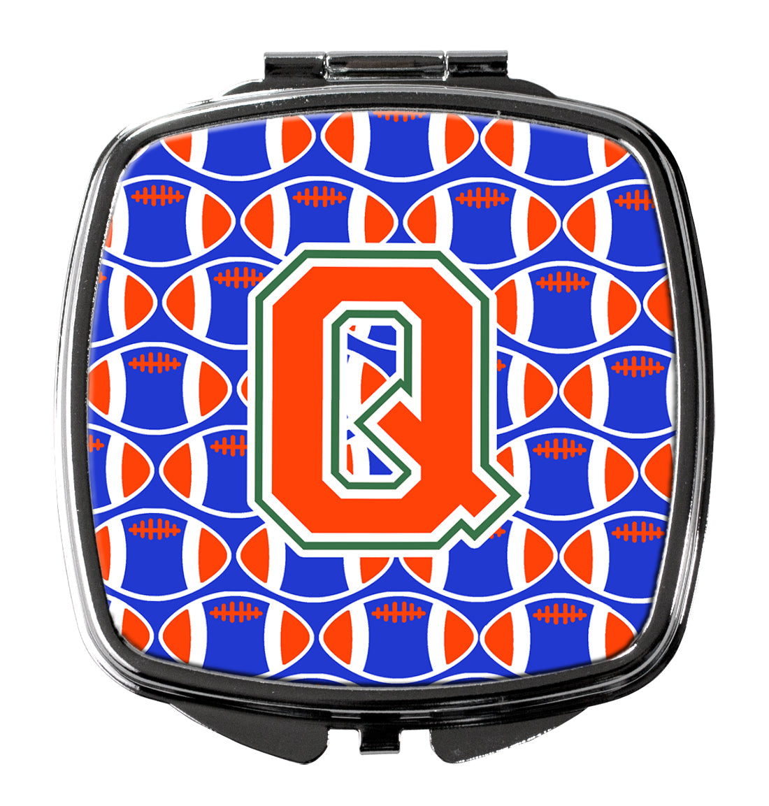 Letter Q Football Green, Blue and Orange Compact Mirror CJ1083-QSCM by Caroline's Treasures