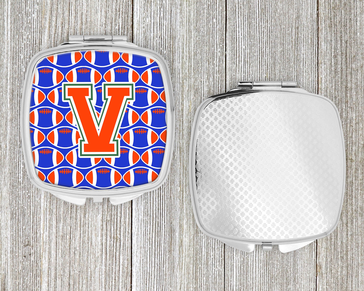 Letter V Football Green, Blue and Orange Compact Mirror CJ1083-VSCM by Caroline's Treasures