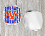 Letter V Football Green, Blue and Orange Compact Mirror CJ1083-VSCM by Caroline's Treasures