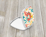 Letter C Retro Teal Orange Musical Instruments Initial Compact Mirror CJ2001-CSCM by Caroline's Treasures