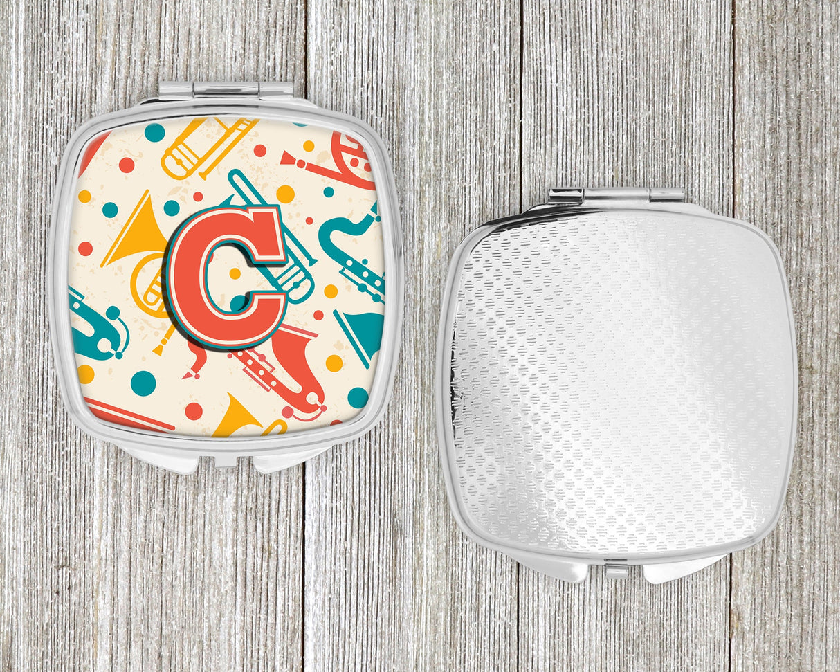 Letter C Retro Teal Orange Musical Instruments Initial Compact Mirror CJ2001-CSCM by Caroline's Treasures