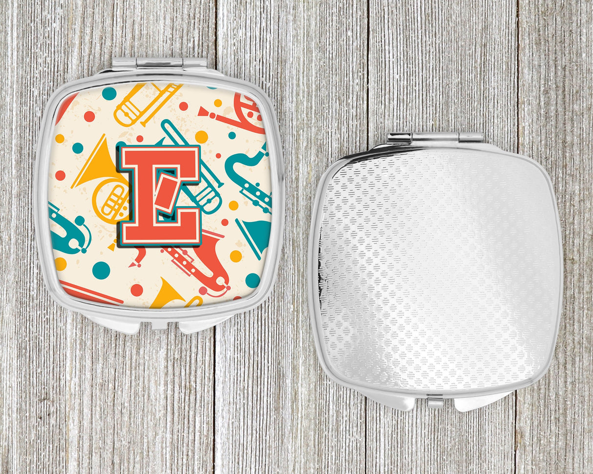 Letter E Retro Teal Orange Musical Instruments Initial Compact Mirror CJ2001-ESCM by Caroline's Treasures