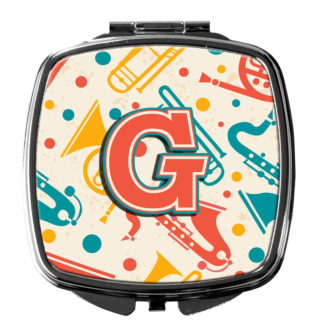 Letter G Retro Teal Orange Musical Instruments Initial Compact Mirror CJ2001-GSCM by Caroline's Treasures