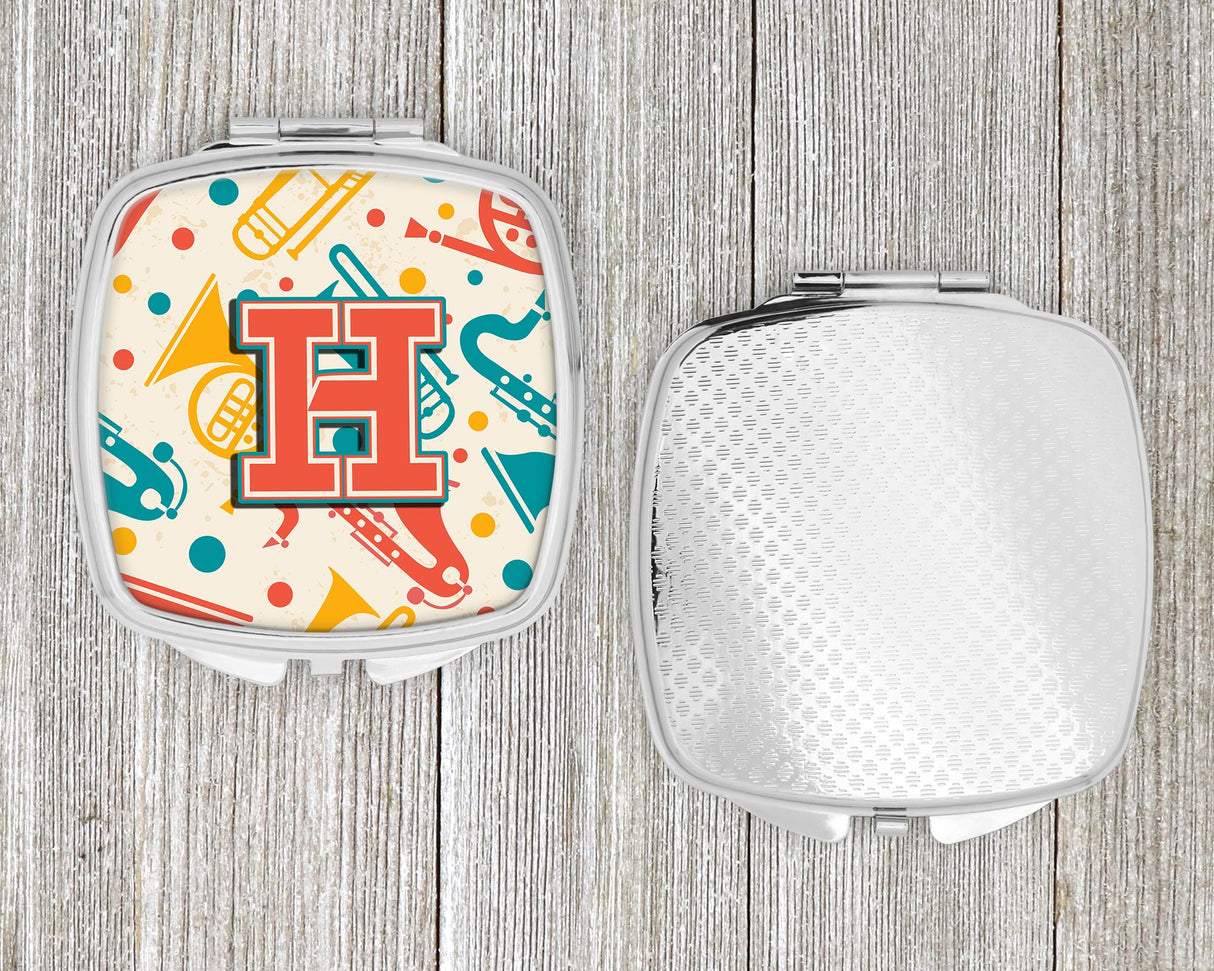 Letter H Retro Teal Orange Musical Instruments Initial Compact Mirror CJ2001-HSCM by Caroline's Treasures