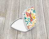 Letter I Retro Teal Orange Musical Instruments Initial Compact Mirror CJ2001-ISCM by Caroline's Treasures