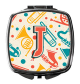 Letter J Retro Teal Orange Musical Instruments Initial Compact Mirror CJ2001-JSCM by Caroline's Treasures