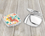 Letter L Retro Teal Orange Musical Instruments Initial Compact Mirror CJ2001-LSCM by Caroline's Treasures