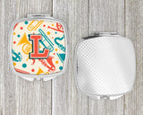 Letter L Retro Teal Orange Musical Instruments Initial Compact Mirror CJ2001-LSCM by Caroline's Treasures