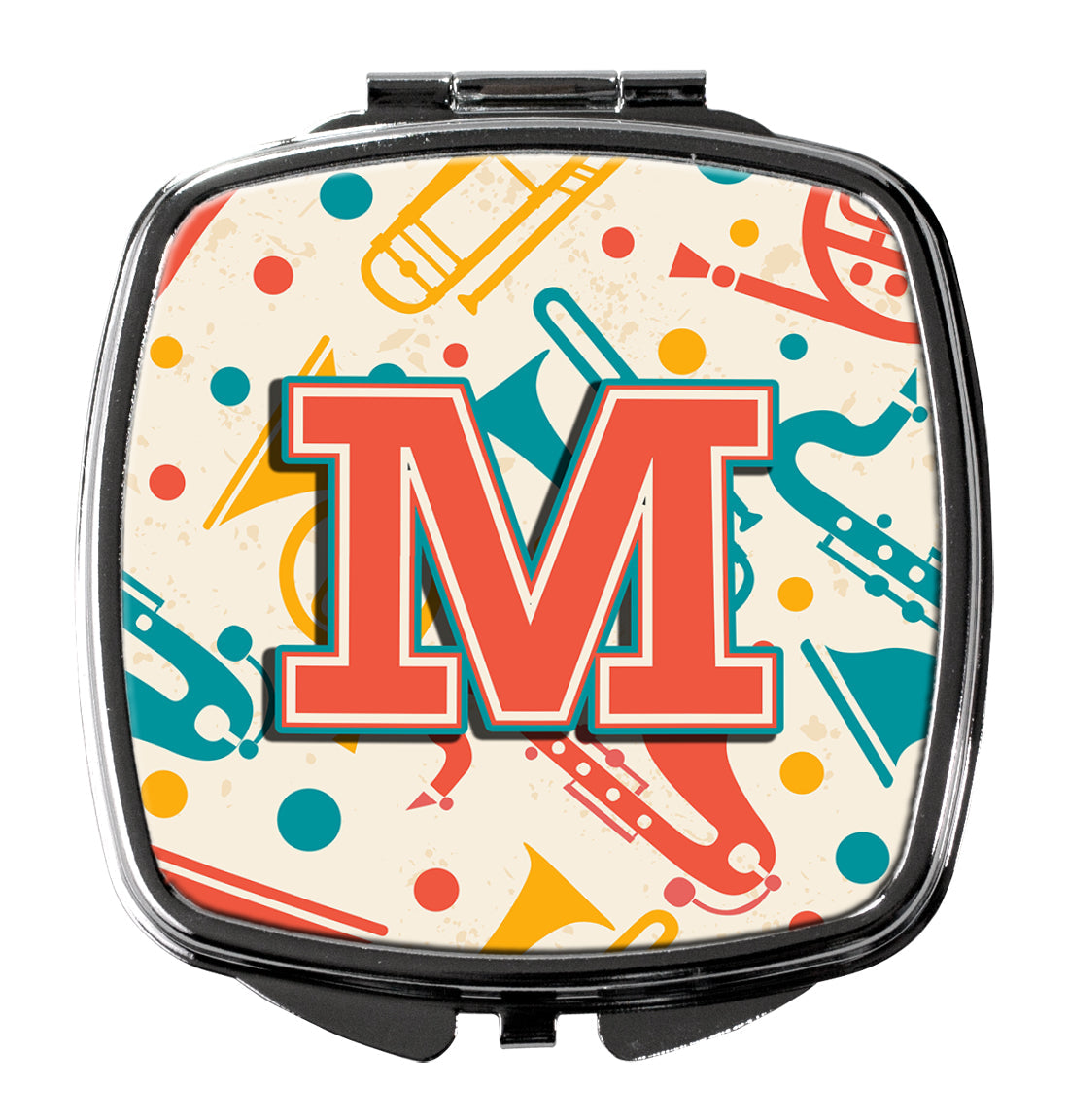 Letter M Retro Teal Orange Musical Instruments Initial Compact Mirror CJ2001-MSCM by Caroline's Treasures