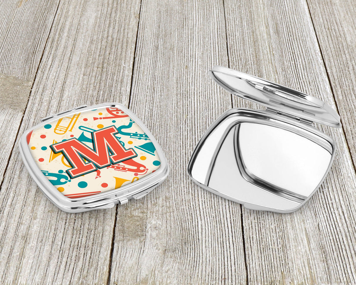 Letter M Retro Teal Orange Musical Instruments Initial Compact Mirror CJ2001-MSCM by Caroline's Treasures