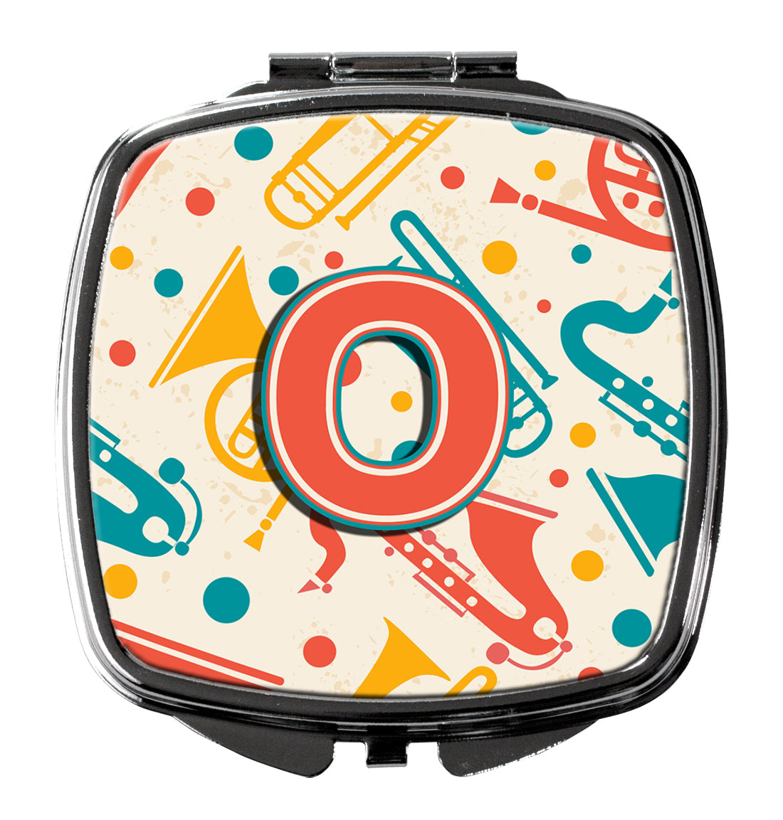 Letter O Retro Teal Orange Musical Instruments Initial Compact Mirror CJ2001-OSCM by Caroline's Treasures