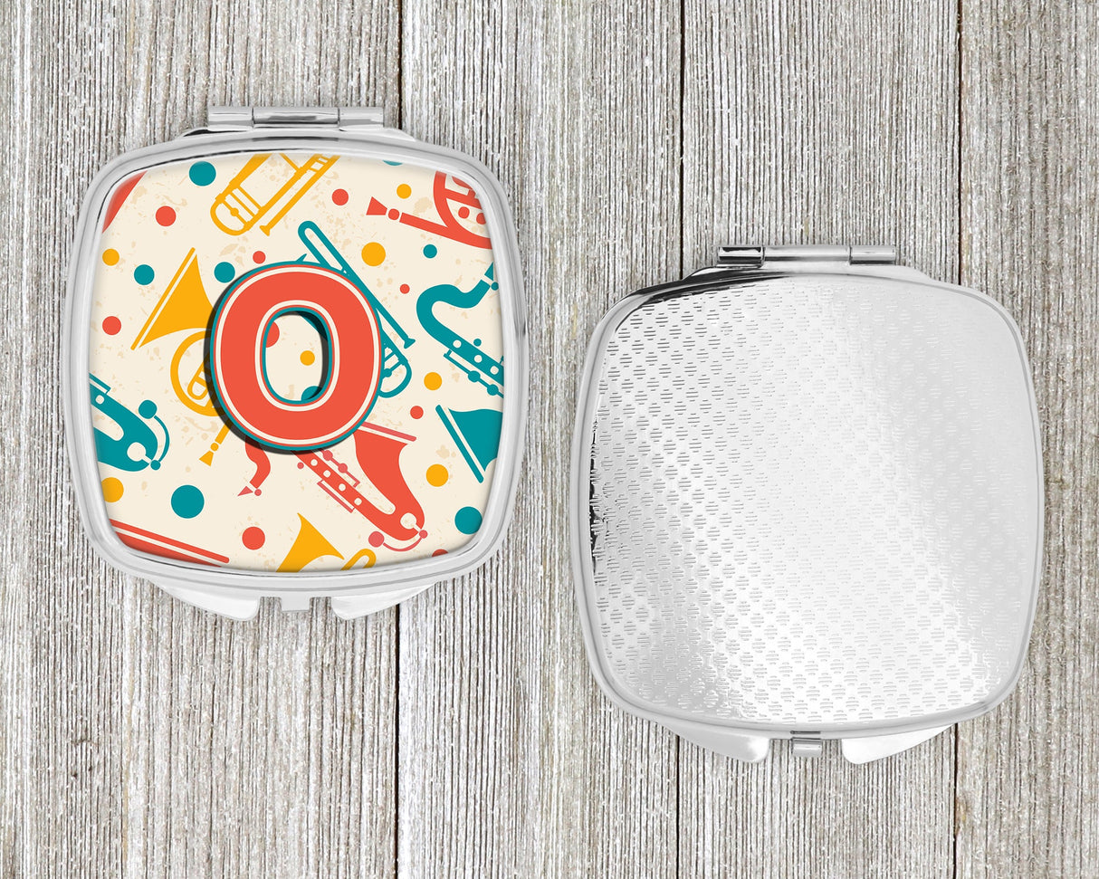 Letter O Retro Teal Orange Musical Instruments Initial Compact Mirror CJ2001-OSCM by Caroline's Treasures