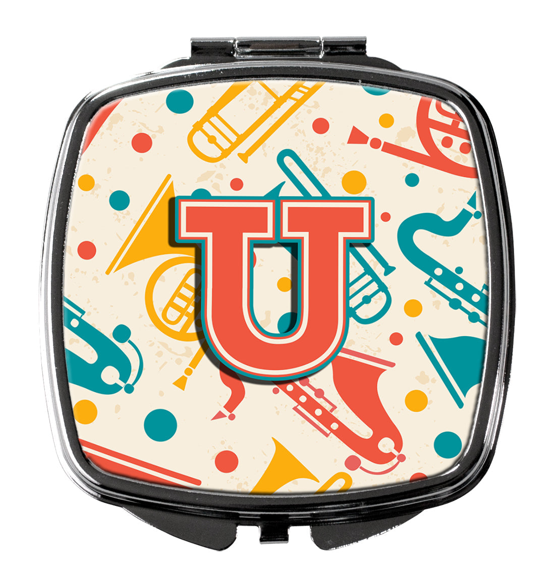 Letter U Retro Teal Orange Musical Instruments Initial Compact Mirror CJ2001-USCM by Caroline's Treasures