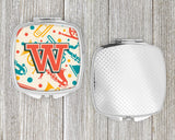 Letter W Retro Teal Orange Musical Instruments Initial Compact Mirror CJ2001-WSCM by Caroline's Treasures